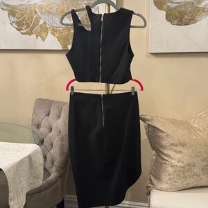 Elizabeth & James Black Crop Top & Matching Skirt Set Exposed zipper Black